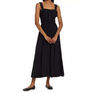 DÔEN Carolynn Crêpê Smocked Midi-Dress, Size Medium